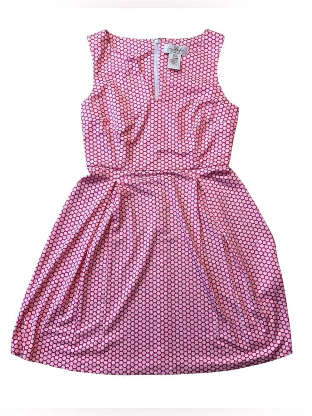 JB By Julie Brown Vintage Pink and White Polka Dot Sleeveless Dress